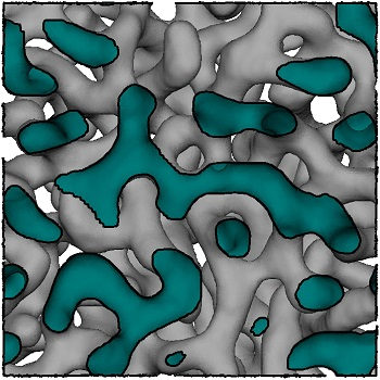 Tubular shapes with green inside and gray outside representing the border shapes between active and passive regions.